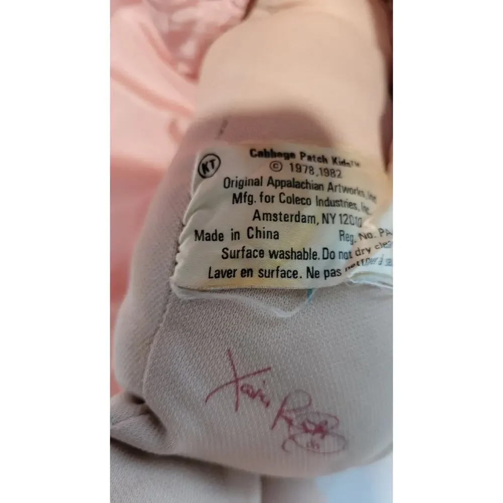 1985 Cabbage Patch Kids Doll Pink Outfit Blonde Hair Xavier Roberts Signed No...